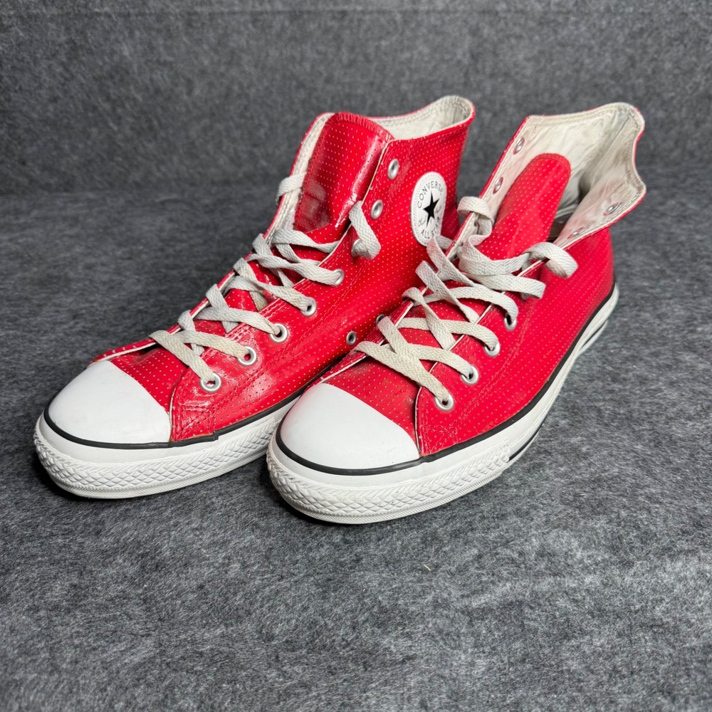 Converse Chuck Taylor Star Red Coated Perforated Leather High Top Mens 11 107838